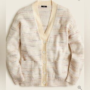 J.Crew Space-Dyed Relaxed Cardigan Sweater | Ivory, Grey & Blush | Women’s M/L